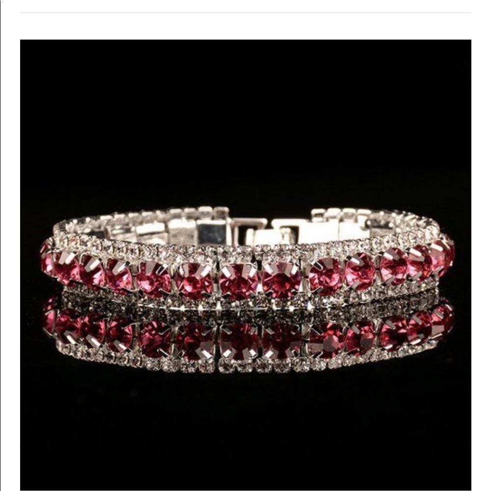 Fashion Jewelry-Silver & Ruby Bracelet